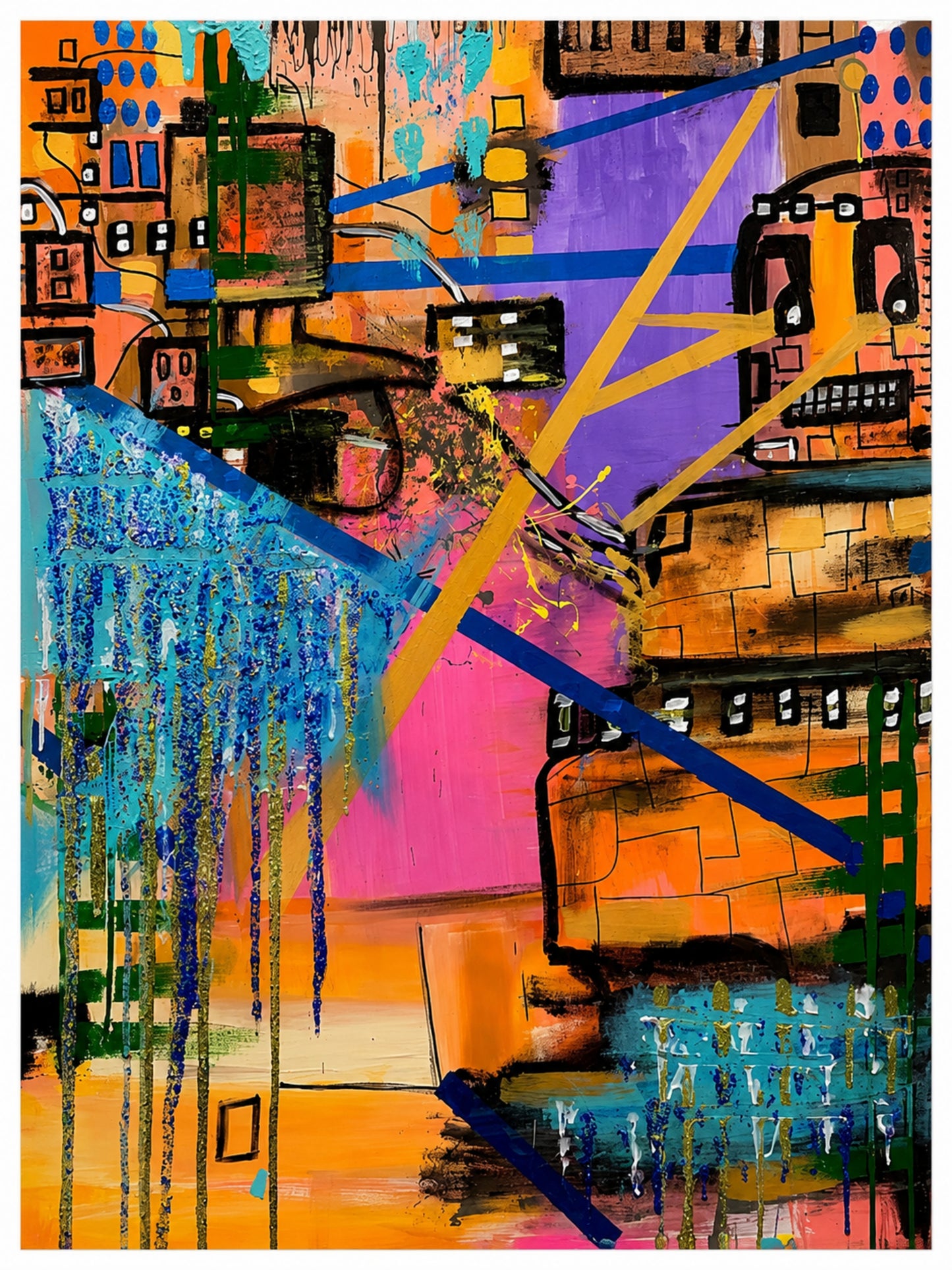 Neon Circuit Dreams Fine Art Print